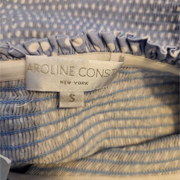 Caroline Constas Tilly Dress Blue White Mini Polka Dot Small Off the Shoulder - Picture 11 of 14